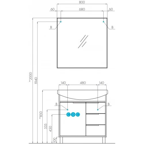 Зеркало Акватон Рико 80 1A216502RI010 80x80 см