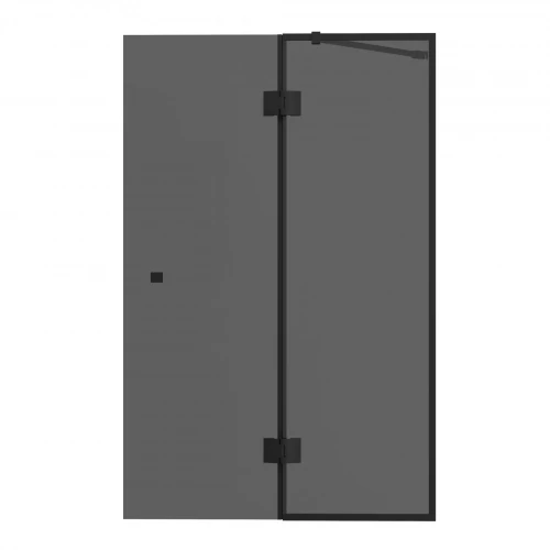 Шторка на ванну Mebelvann тонированое стекло черный матовый BEN_402_BL_T_1400x900 90x140 см