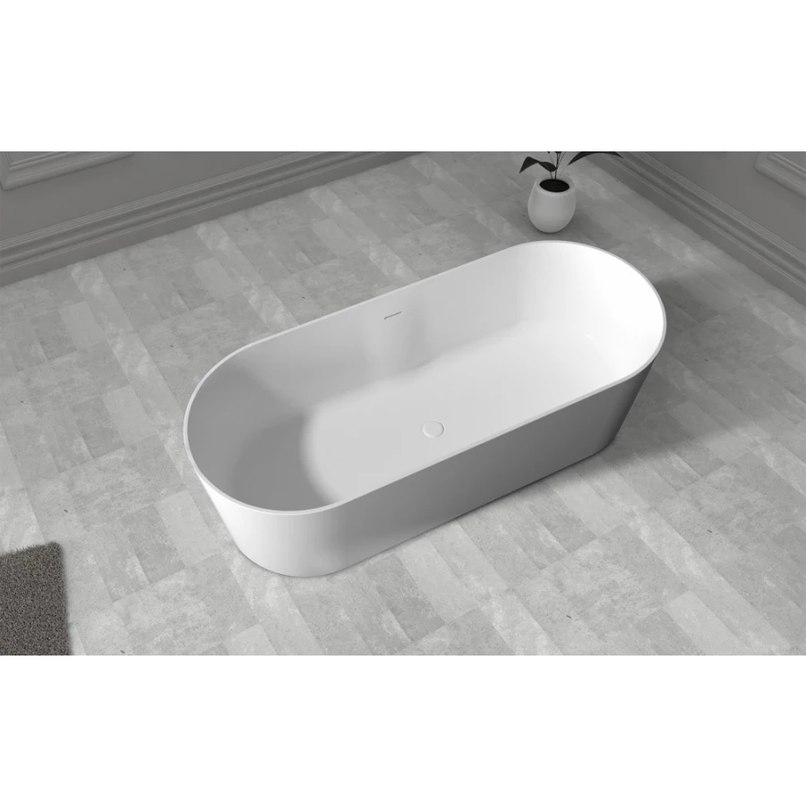 Ванна из искусственного камня Abber Stein белая матовая AS9614 180x75 см