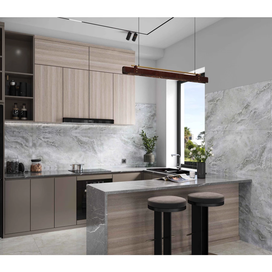 Керамогранит Buono Onice Winter Storm Endless Carving матовый светло-серый OVL4455C 120х60 см