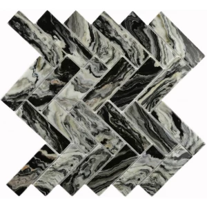 Мозаика Bonaparte Стеклянная мозаика Hadar Black 98х30 глянцевая черная 28,6х26,8 см