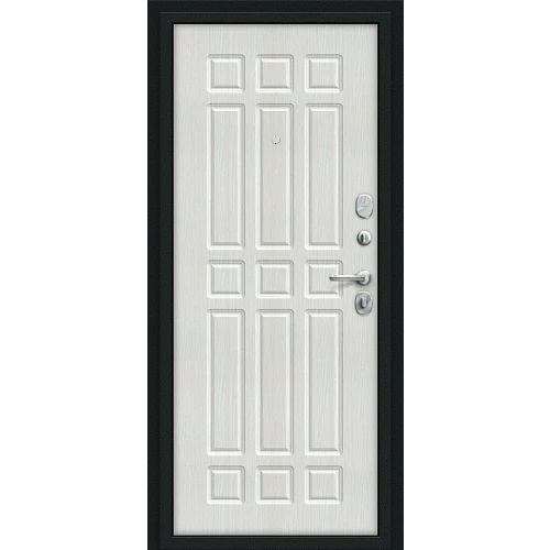 Входная дверь Bravo Мило 205x96 Букле черное/Bianco Veralinga левое открывание