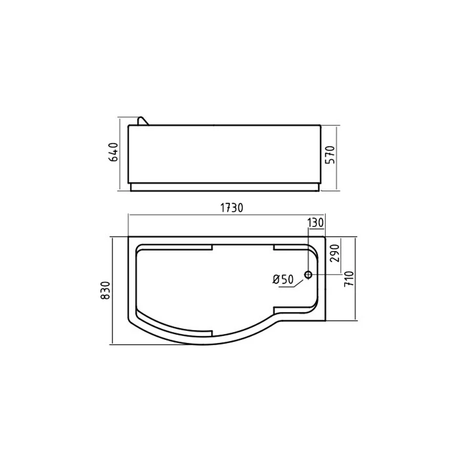 Акриловая ванна Gemy G9010 B R 173х82 см