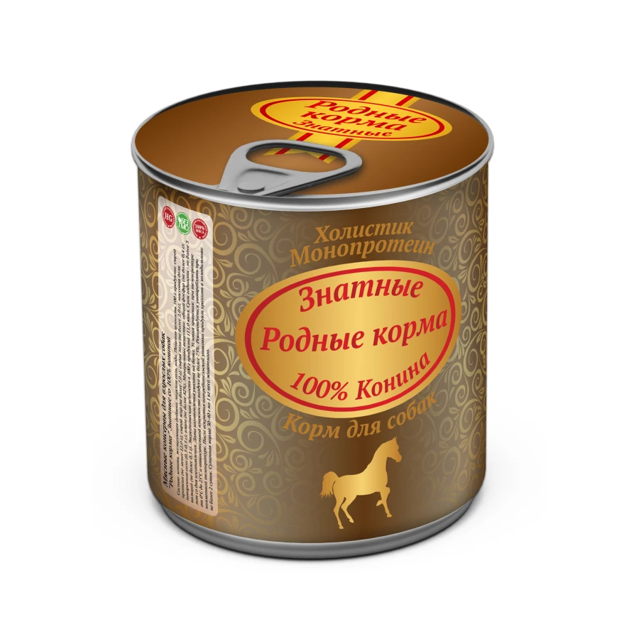 Знатные консервы для собак Родные корма 100 % конина 1110985 340 г