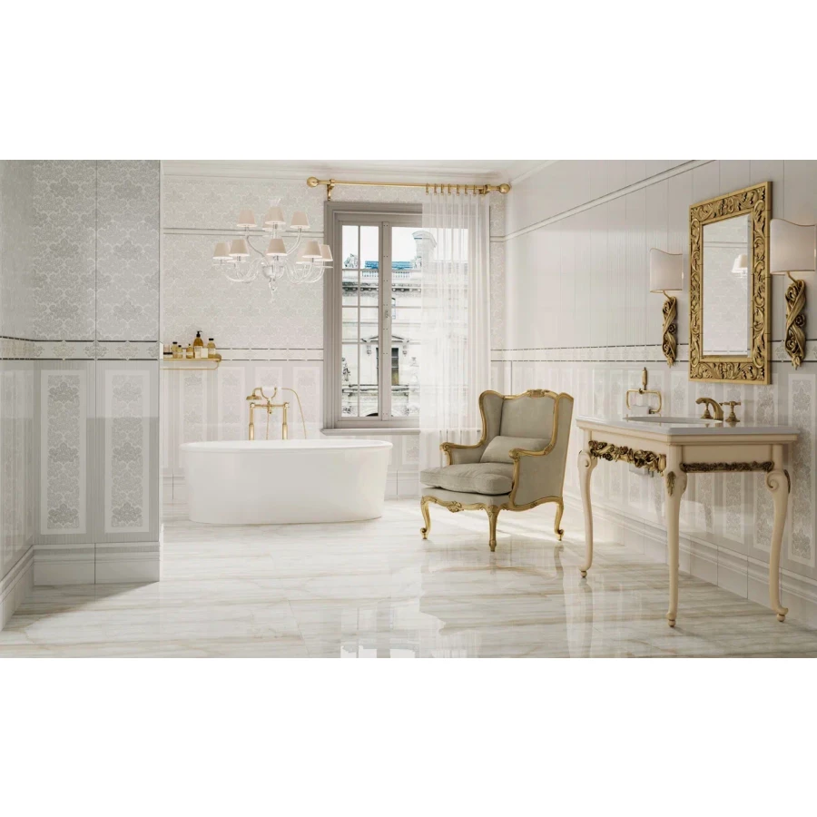 Панель Eurotile Ceramica Valentino 225 глянцевая белая 1,32 м2 225 VLL2GY 89,5х29,5 см