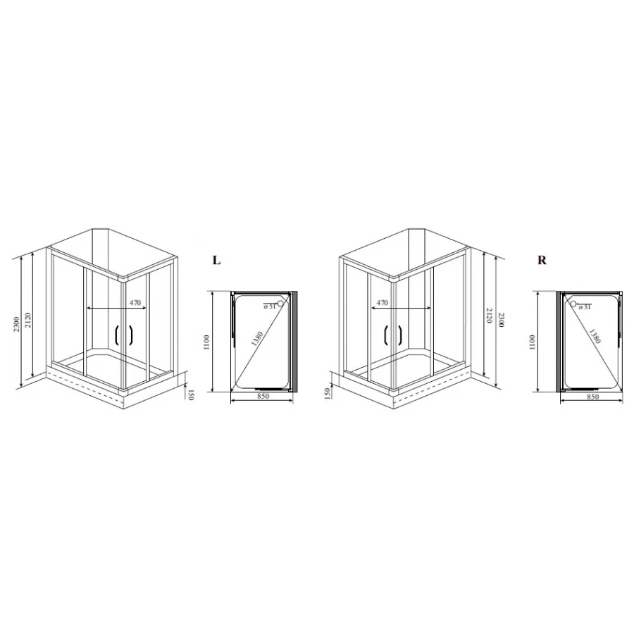 Душевая кабина Timo Lux TL-1504R 110x85x230 см