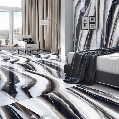 Керамогранит Neodom Titanium Tiger Ice Polished бело-черный N20389 278х120 см