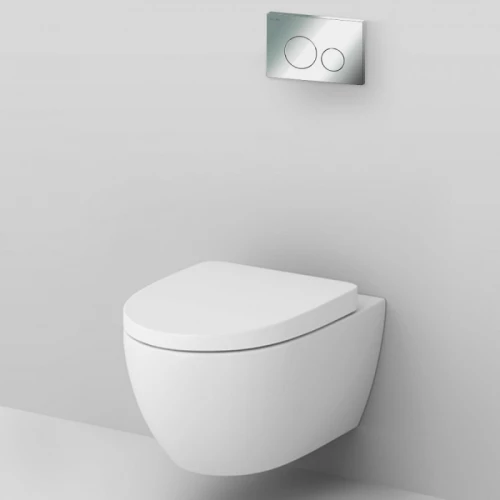 Инсталляция с клавишей Am Pm Awe Pro L глянц хром с подвесным унитазом Awe с сиденьем микролифт IS49051.111738