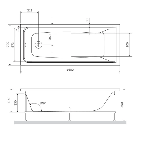 Декоративная фронтальная панель для ванны Am Pm Gem W90A-160-070W-P 160х70 см