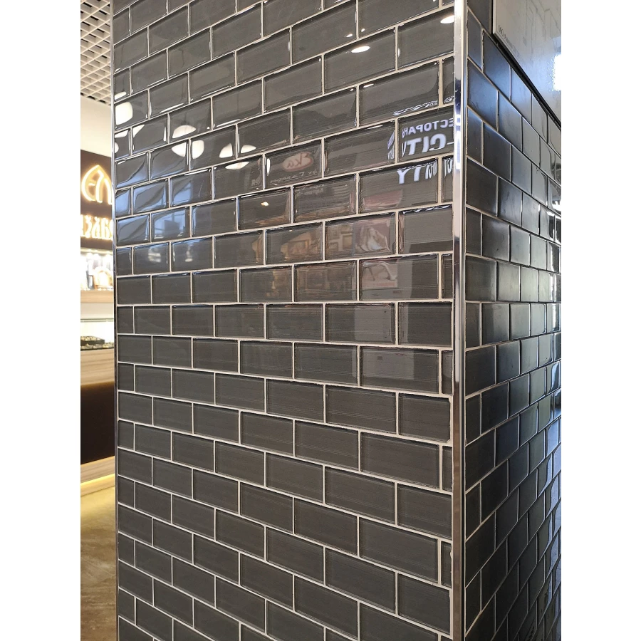 Стеклянная мозаика Caramelle Mosaic Mattoni Grigio серый 30x30 см