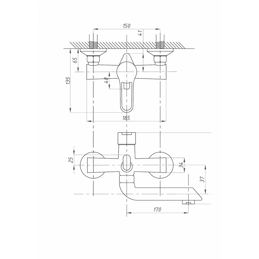 Смеситель для ванны с душем Fauzt FZs-243-B100 тип См-ВОРНШлА хром