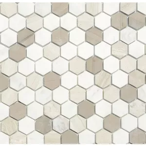 Мозаика из натурального камня LeeDo Ceramica Pietra Mix 3 MAT hex серо-белый микс 28,5x30,5 см