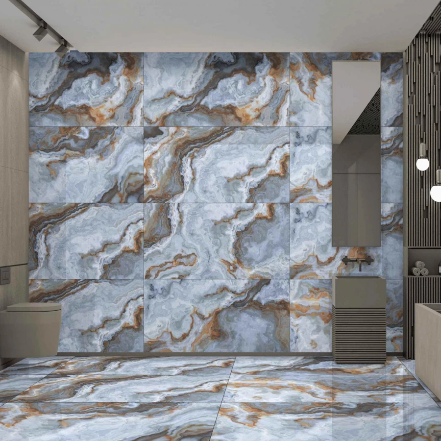 Керамогранит Belleza Harlow Blue Golden Glossy Carving GS 120х60 см