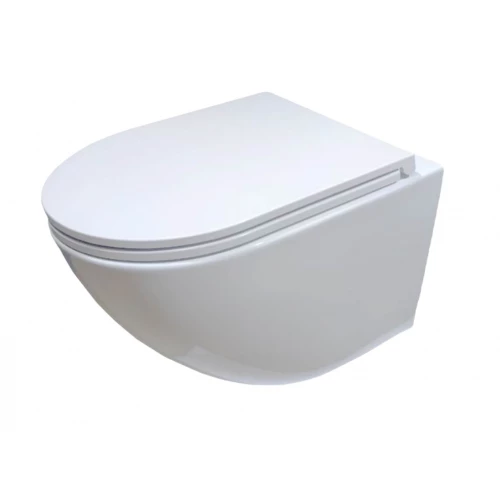 Унитаз подвесной безободковый Creto Cer C5 с крышкой сиденьем микролифт белый 1005-005Cer-С5W