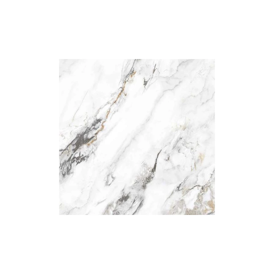 Керамогранит Planet Ceramics UKP-574 глянцевый с золотом белый 80х80 см