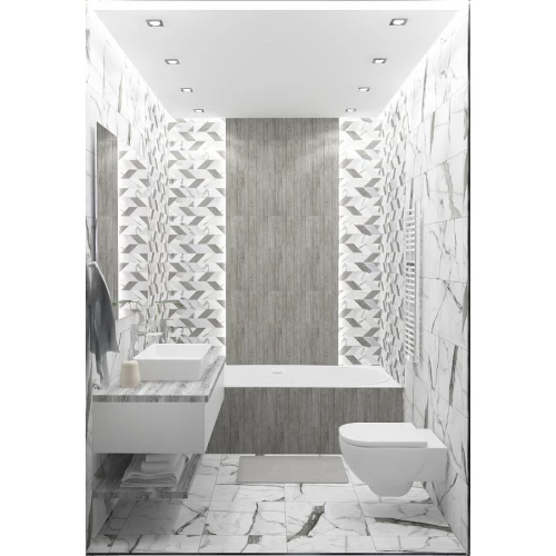 Керамическая плитка Kerlife Arabescato Bianco Mix 33 глянцевая серая 63х31,5 см