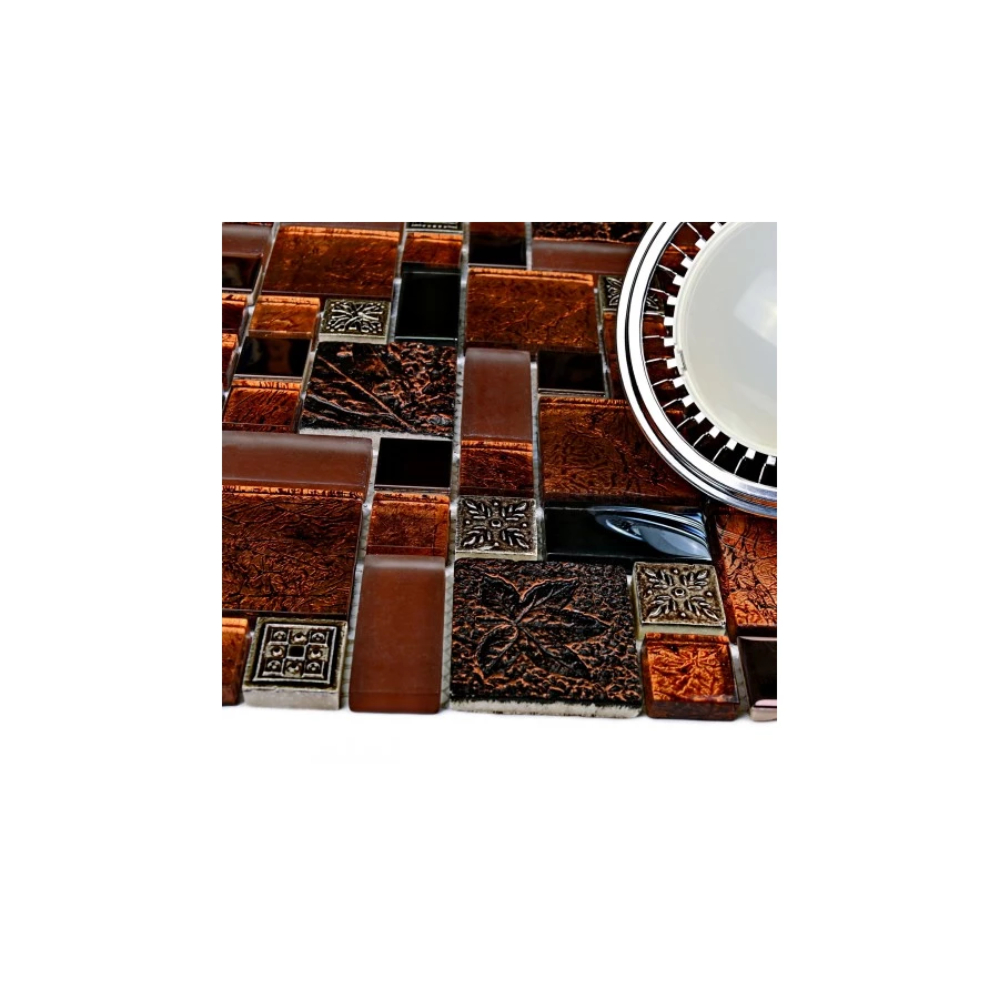 Мозаика Bonaparte Стеклянная с камнем Liberty-2 коричневая 30х30 см