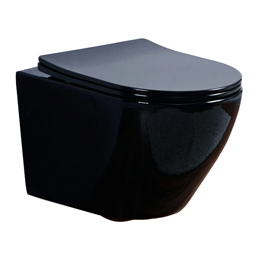 Унитаз Olive`s подвесной черный глянец сиденье дюропласт Plaza PL30117DP