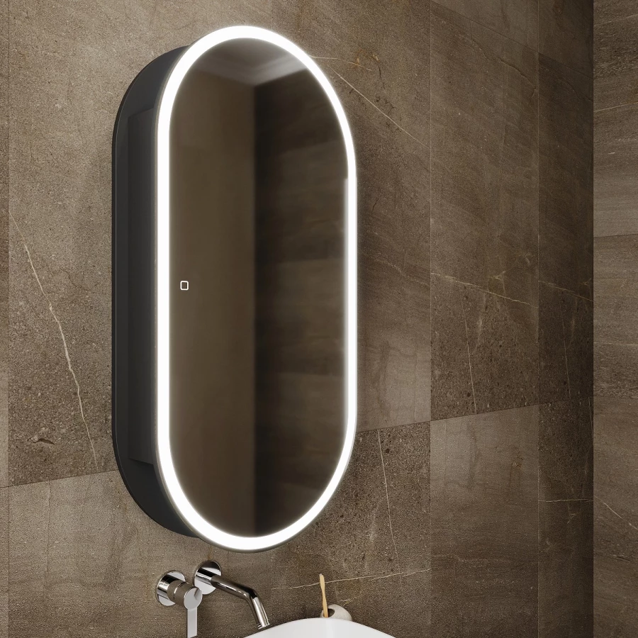 Зеркало-шкаф Silver Mirrors сенсорный выключатель Soho-BLACK LED-00002613 50x100 см