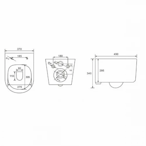 Унитаз компакт Aquatek Мия подвесной безободковый тонкое сиденье с механизмом плавного закрывания крепеж черный AQ2004-MB 49x37x34 см