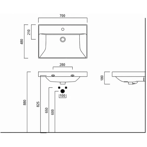 Раковина Kerama Marazzi Cubo подвесная мебельная 70 белая глянцевая CU.wb.70