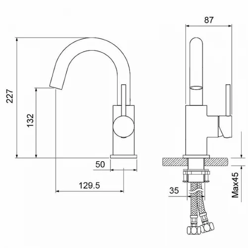 Смеситель Aquatek Европа для раковины без донного клапана хром AQ1307CR