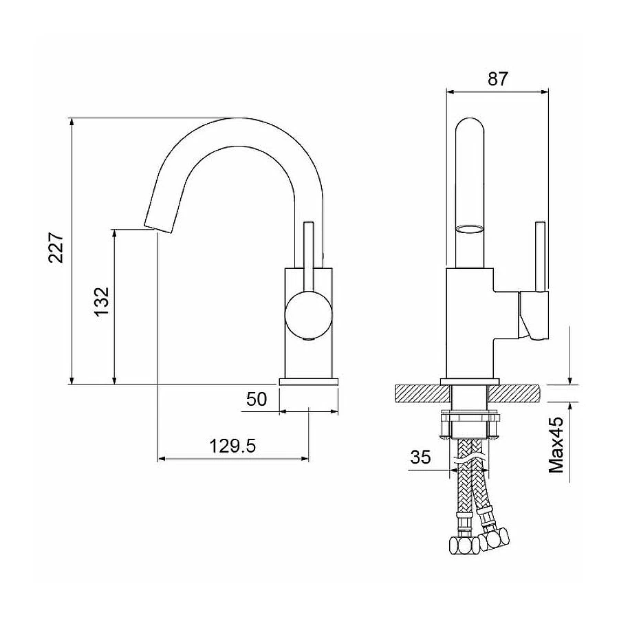 Смеситель Aquatek Европа для раковины без донного клапана хром AQ1307CR