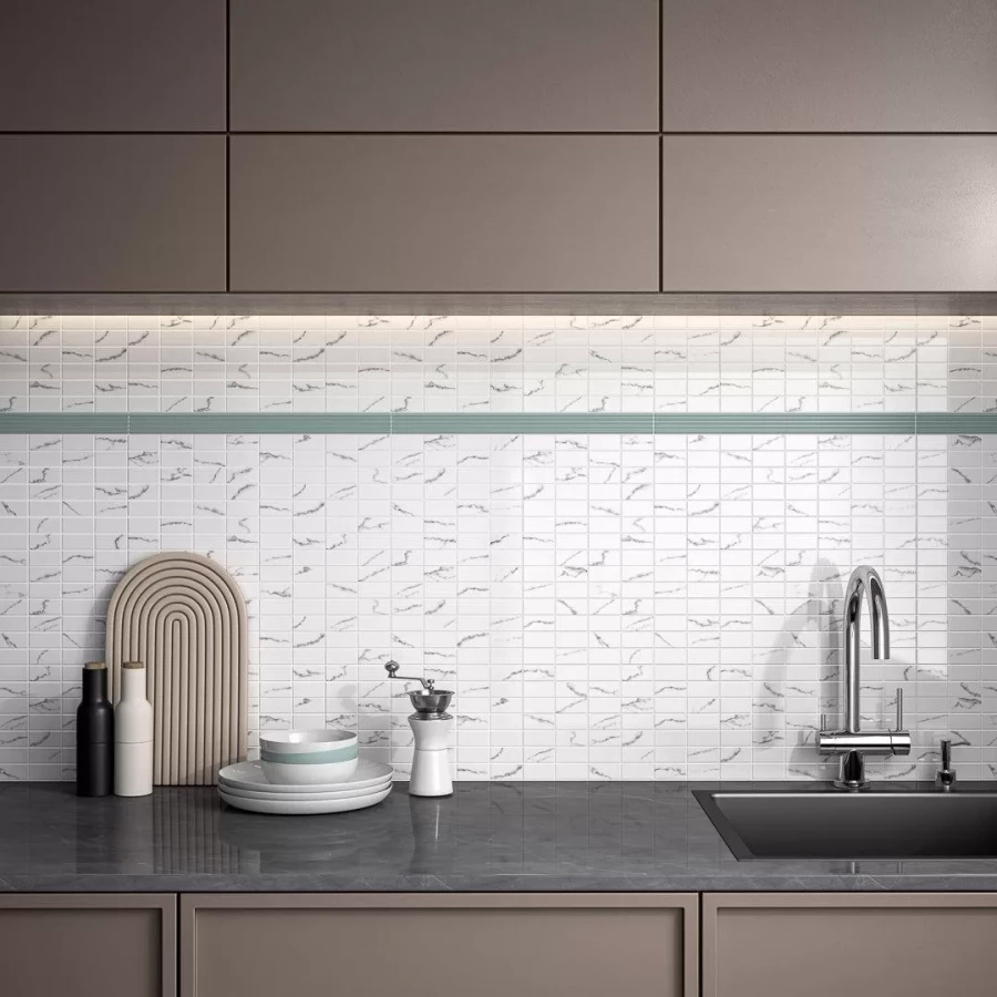 Декор Kerama Marazzi Мираколи мозаичный 4,8х2,3 глянцевый белый MM8380 30x20 см