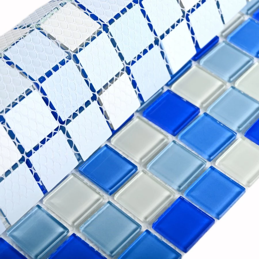 Мозаика Bonaparte Стеклянная мозаика Blue wave-3 25х25 глянцевая голубая 30х30 см