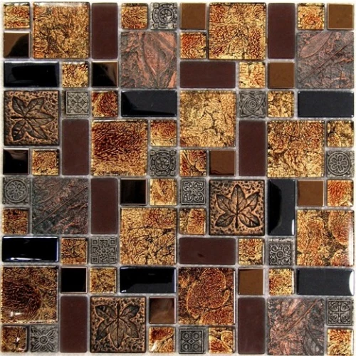 Мозаика Bonaparte Стеклянная с камнем Liberty-2 коричневая 30х30 см