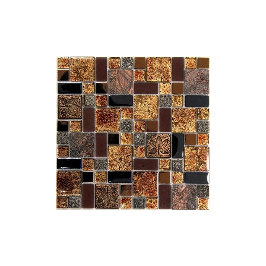 Мозаика Bonaparte Стеклянная с камнем Liberty-2 коричневая 30х30 см