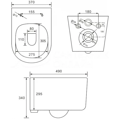 Унитаз Iddis Stone подвесной безободковый STORDSEi25 49х37х34 см