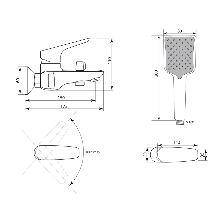 Смеситель для ванны Славен с коротким литым изливом одноручный белый СЛ-ОД-Г3Б