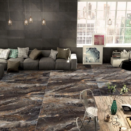 Керамогранит Neodom Sale Lawa Nero Carving матовый черный N20432 120x60 см