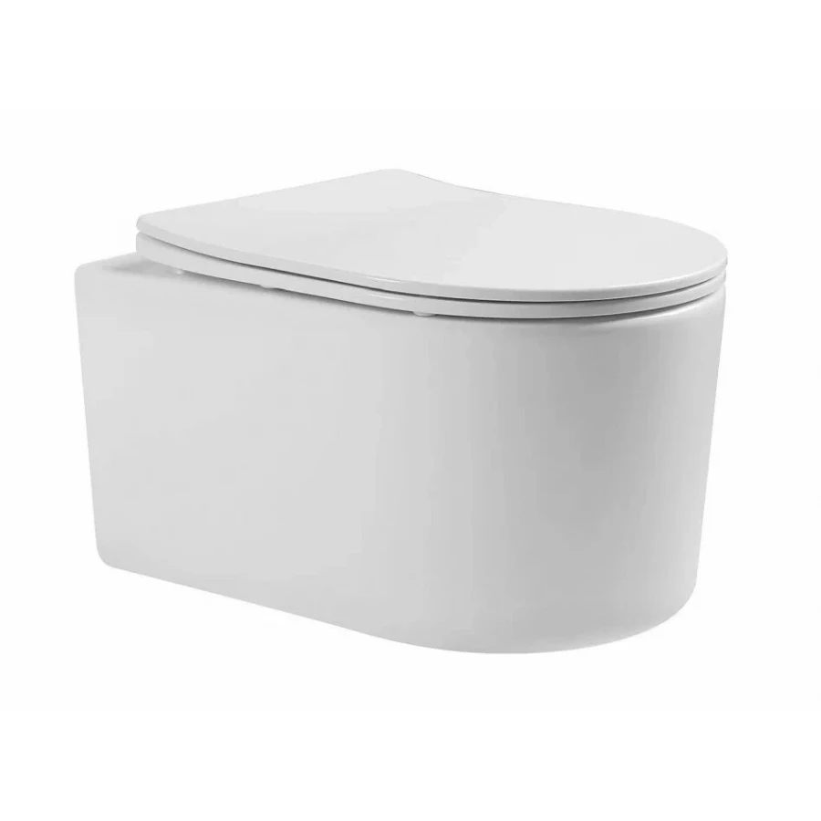 Унитаз компакт Aquatek Мия подвесной безободковый тонкое сиденье с механизмом плавного закрывания крепеж AQ2004-00 49x37x34 см