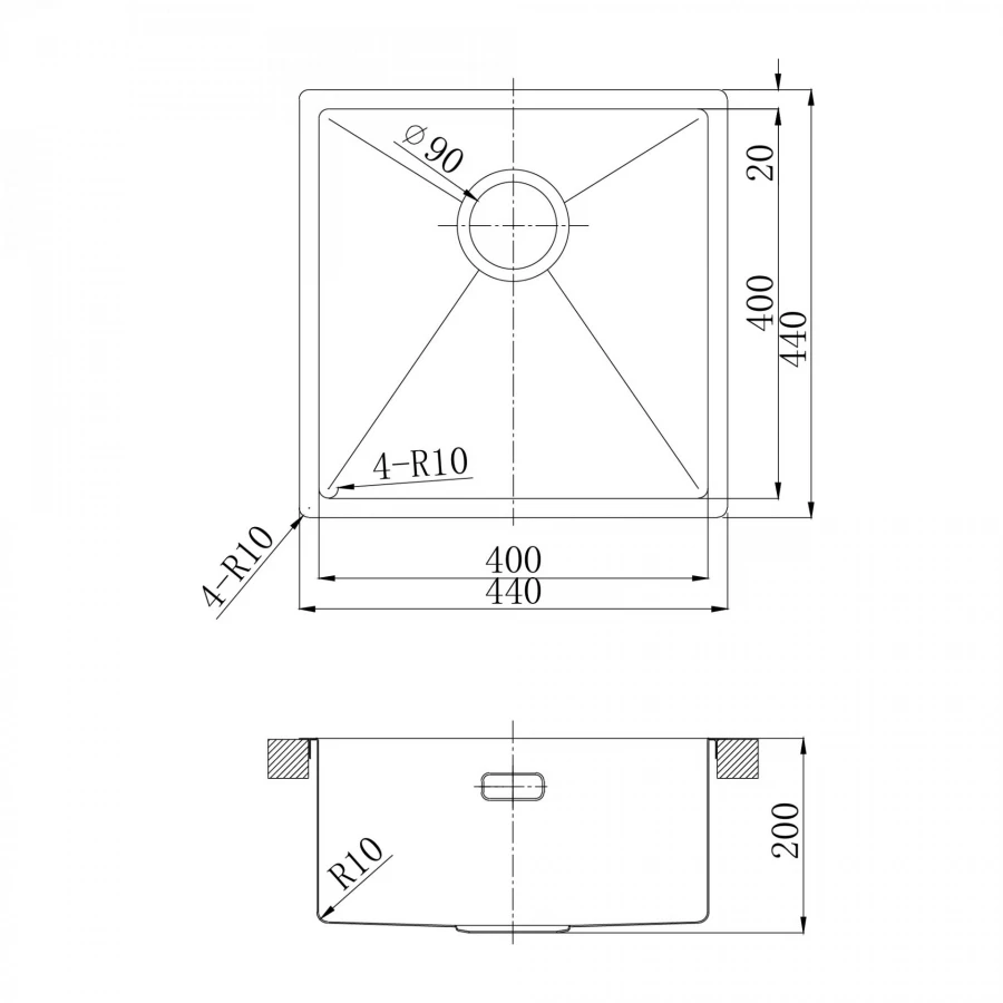 Кухонная мойка Lemark Olanga 440 прямоугольная из нержавеющей стали золото 9938122