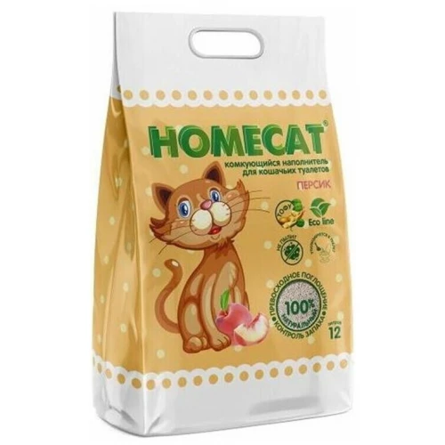 Комкующийся наполнитель для кошачьих туалетов Homecat Эколайн с ароматом персика 2228443 12 л