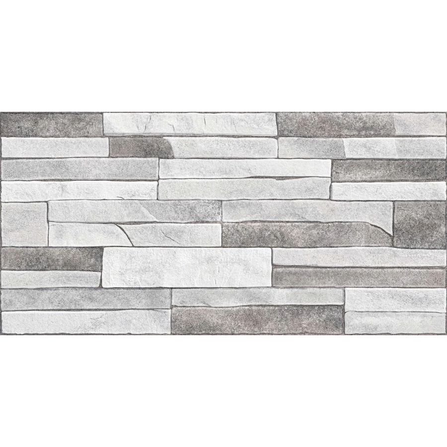 Плитка настенная Alma Ceramica Discover рельефная глянцевая серая TWU2550DCV17 50х24,9 см