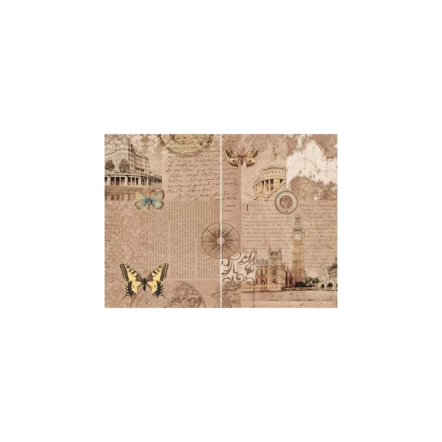 Плитка настенная Дельта Керамика Voyage Панно глянцевое бежевое P2-1D179 40х30 см