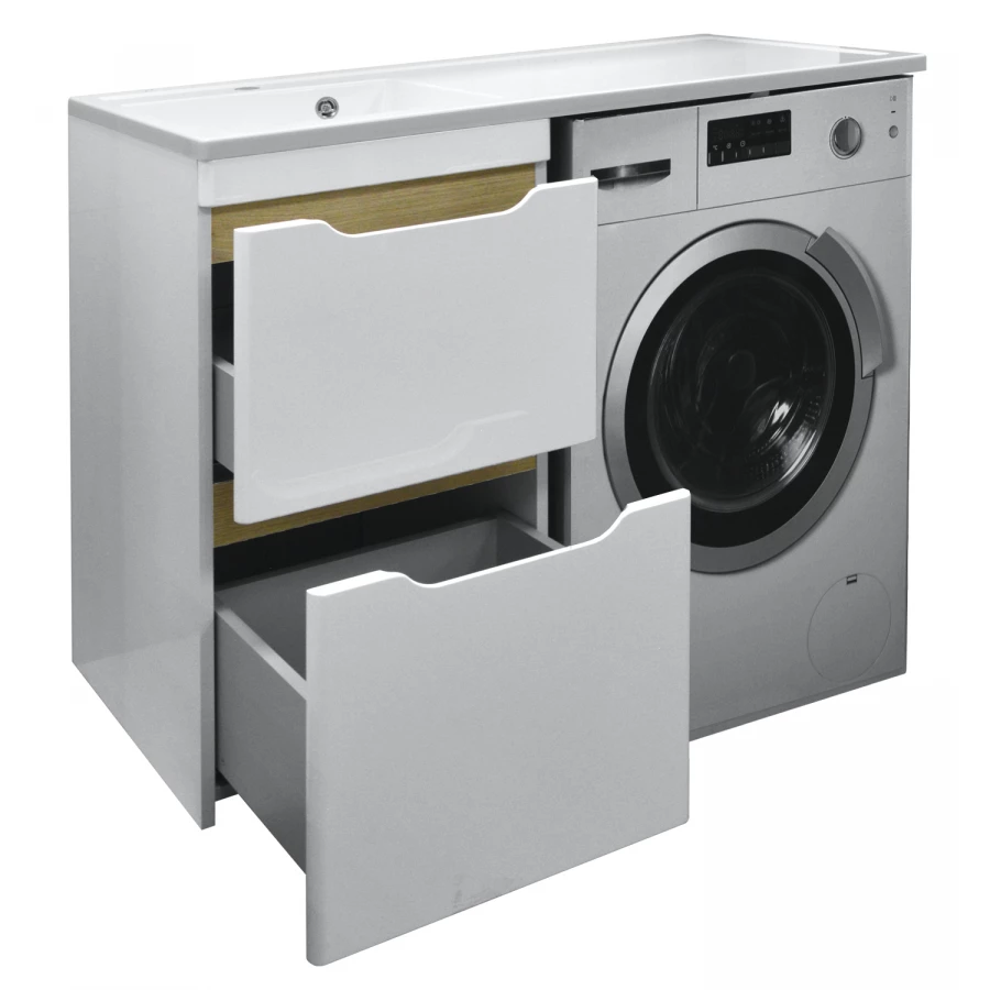 Комплект тумба с раковиной Azario Magenta 120 левая под стиральную машину 56 белая CS00078395