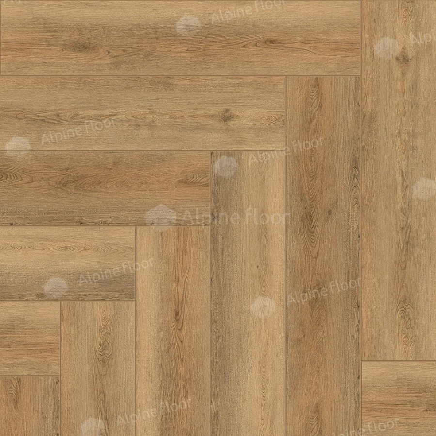 Каменный SPC ламинат Alpine Floor Parquet Light синхронное тиснение Дуб Буна ЕСО 13-30 43 класс 4 мм 1.95 кв.м 60х12.5 см