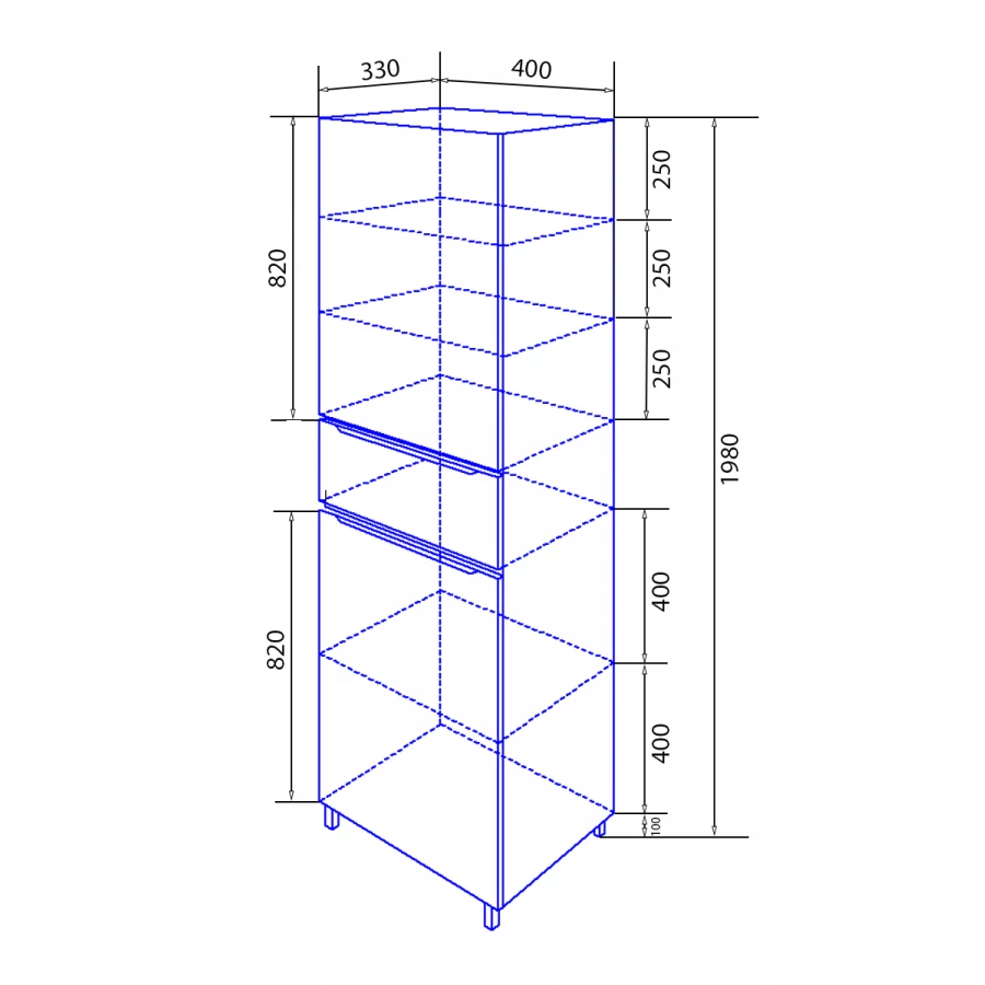 Пенал Azario Lotos 40 левый напольный CS00083926 40x33x198 см
