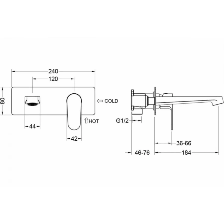 Смеситель Aquatek Оберон для раковины настенный внешняя и скрытая часть хром AQ1213CR