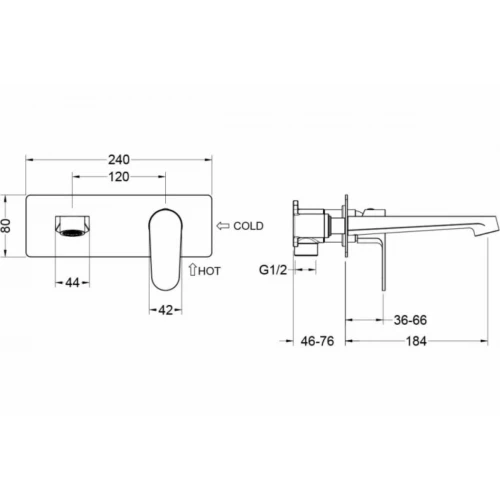 Смеситель Aquatek Оберон для раковины настенный внешняя и скрытая часть хром AQ1213CR