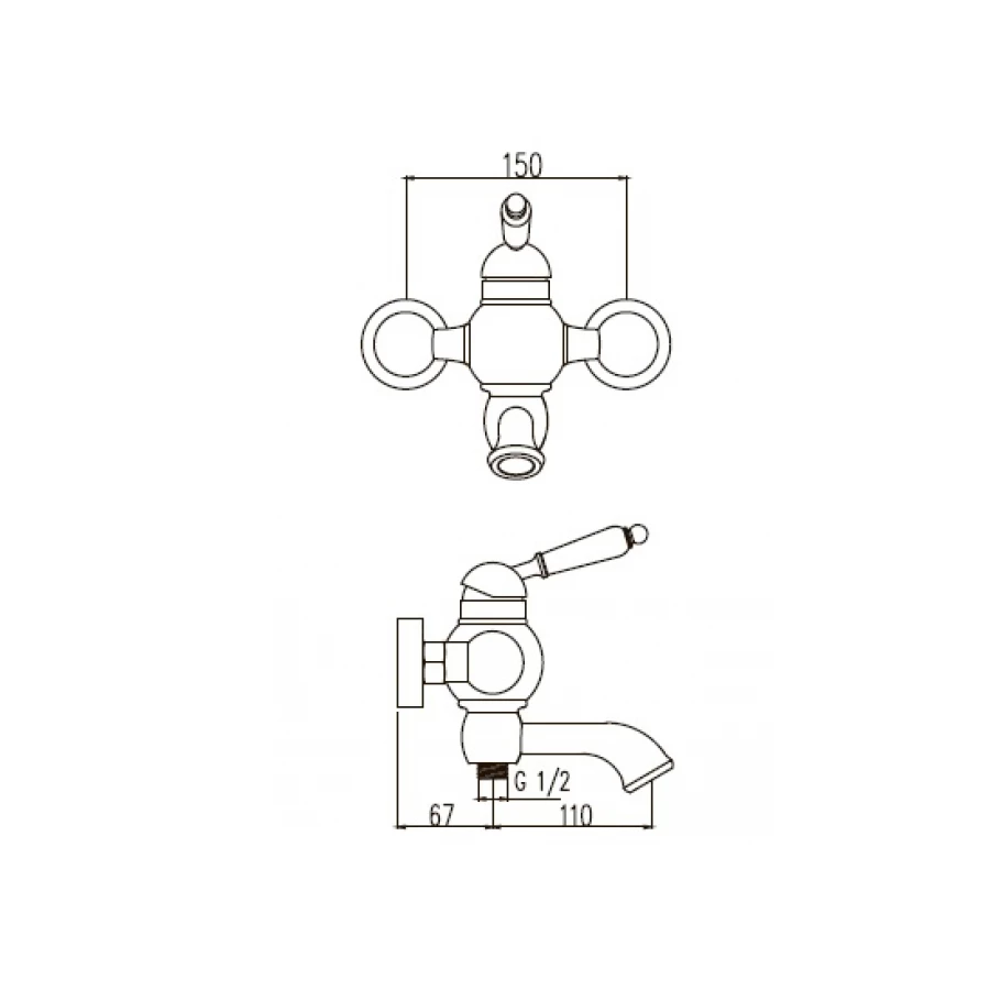 Смеситель для ванны с душем Kaiser Stone 61222 хром мраморный