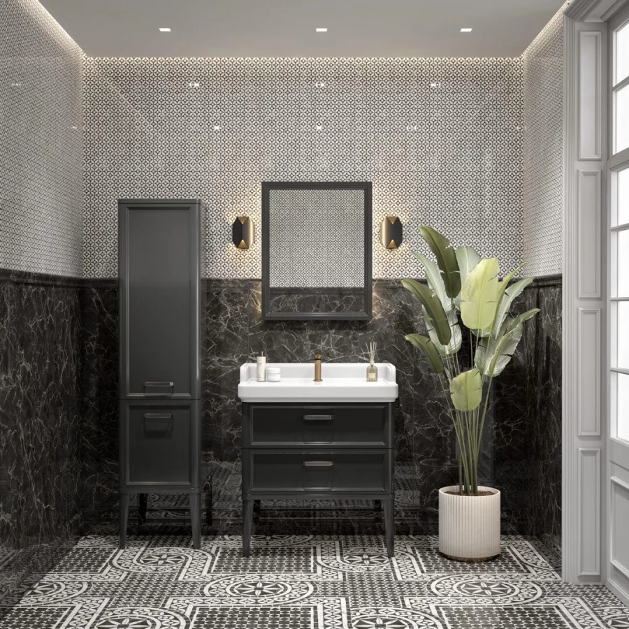 Декор Kerama Marazzi Коррер 2 обрезной глянцевый черно-белый VT/A639/11000R 60x30 см