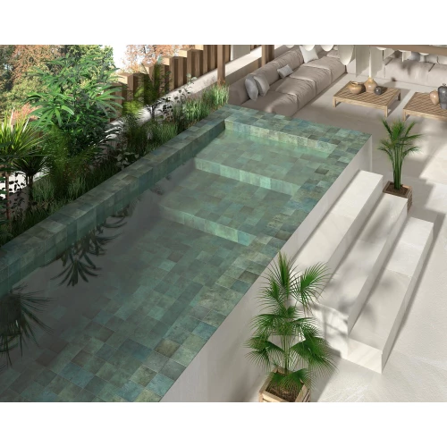 Керамогранит Dune Ceramica Tahiti Emerald Glossy глянцевая зеленая 188826 14,7X14,7 см