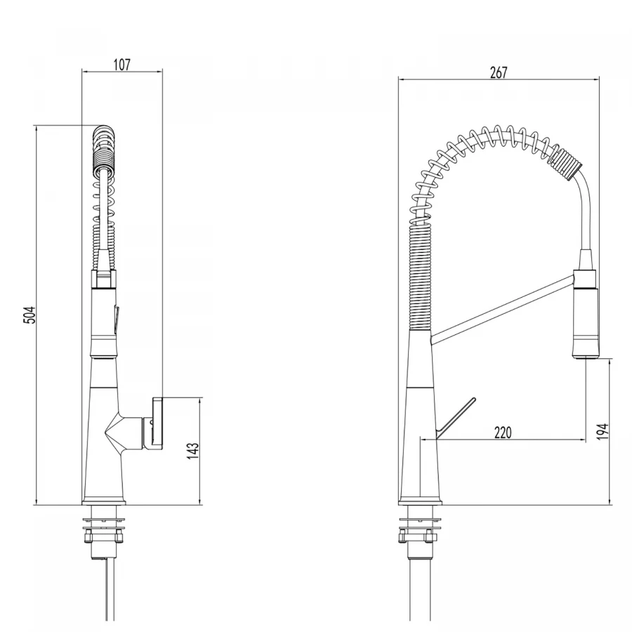 Смеситель для кухонной мойки Azario Spring выдвижной излив керамический картридж подключение к фильтру для воды черный AZ-VGT569183PA