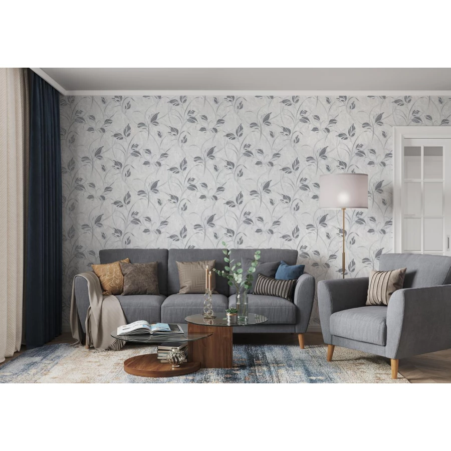 Обои флизелиновые Palitra Home Protect-Fleur HomeColor серые HC31222-41a 1,06х10,05 м