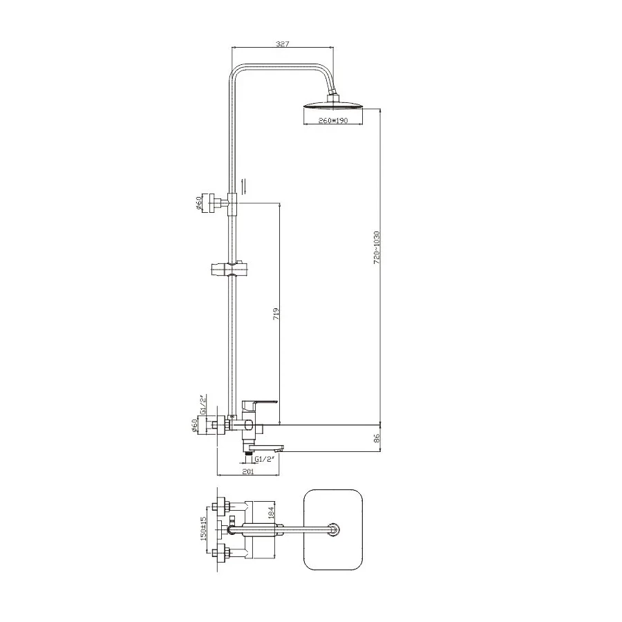 Душевая система Haiba хром HB2402
